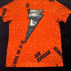 Jordan Orange Gatorade Graphic Tee with Silver Lightning Bolt
